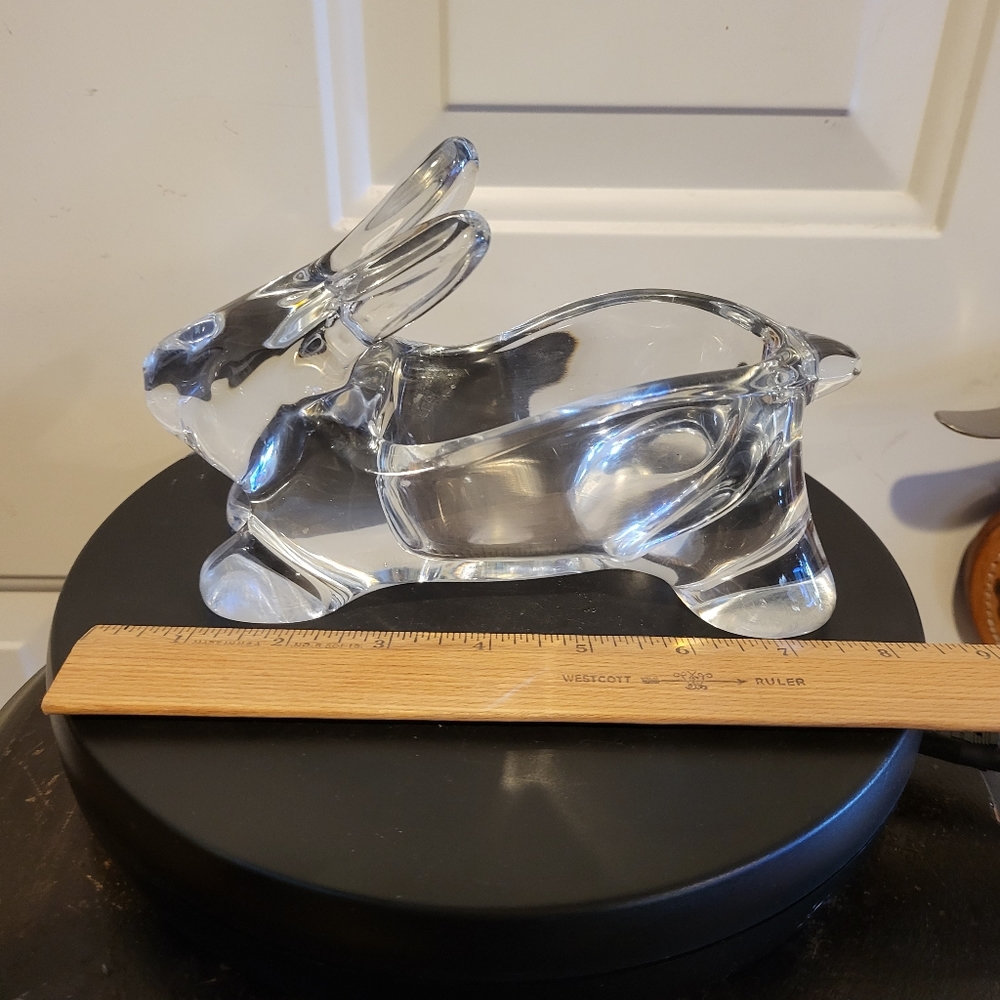Clear Crystal Glass Bunny Rabbit Dish Bowl Vintage - Picture 13 of 14